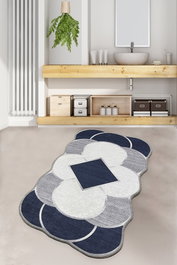 Mijölnir Alfombrilla de Baño Azul Oscuro, Gris y Blanco 70 x 120 cm